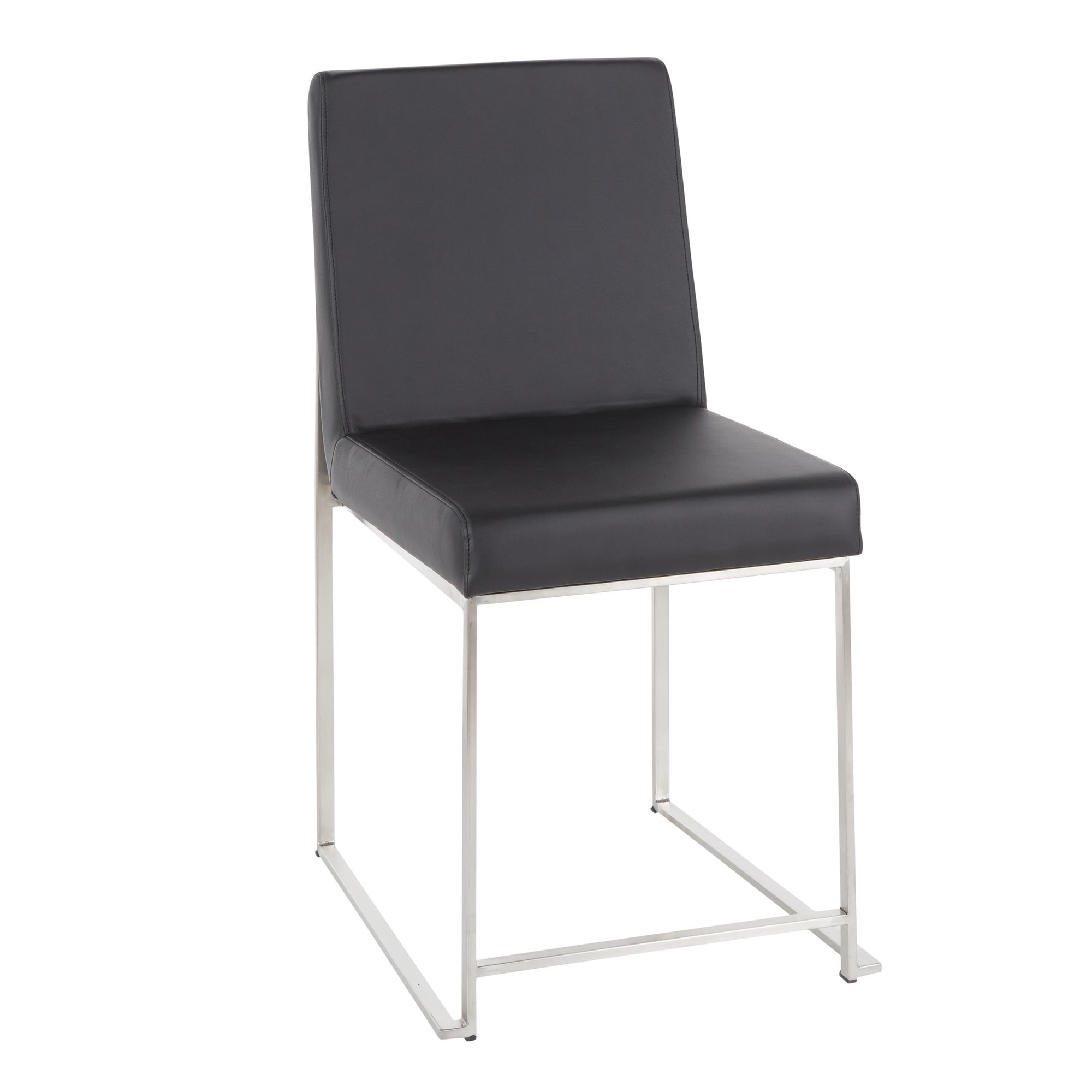 High Back Fuji Contemporary Black Faux Leather Dining Chairs (Set of 2) 9 High Back Fuji Contemporary Black Faux Leather Dining Chairs (Set of 2) - Image 9