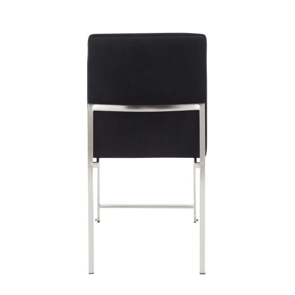 High Back Fuji Contemporary Black Velvet Dining Chairs Set of 2 7