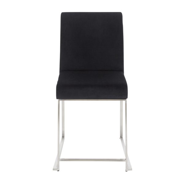 High Back Fuji Contemporary Black Velvet Dining Chairs Set of 2 8