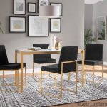 High Back Fuji Gold and Black Velvet Contemporary Chairs (Set of 2) 13 High Back Fuji Gold and Black Velvet Contemporary Chairs (Set of 2)
