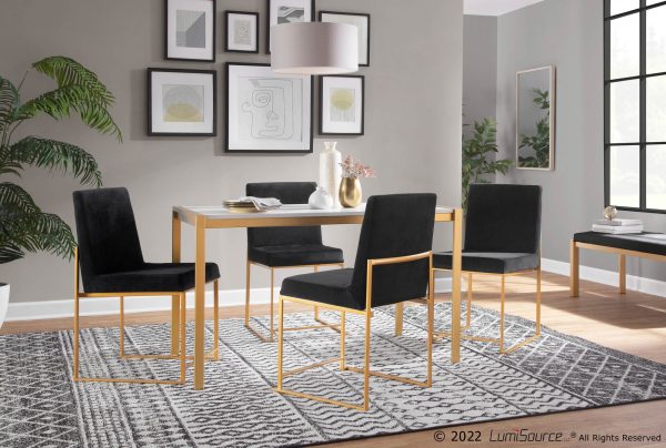 High Back Fuji Gold and Black Velvet Contemporary Chairs Set of 2 1
