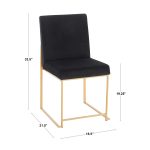 High Back Fuji Gold and Black Velvet Contemporary Chairs (Set of 2) 21 High Back Fuji Gold and Black Velvet Contemporary Chairs (Set of 2)
