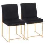 High Back Fuji Gold and Black Velvet Contemporary Chairs (Set of 2) 15 High Back Fuji Gold and Black Velvet Contemporary Chairs (Set of 2)