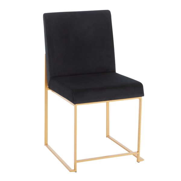 High Back Fuji Gold and Black Velvet Contemporary Chairs Set of 2 5
