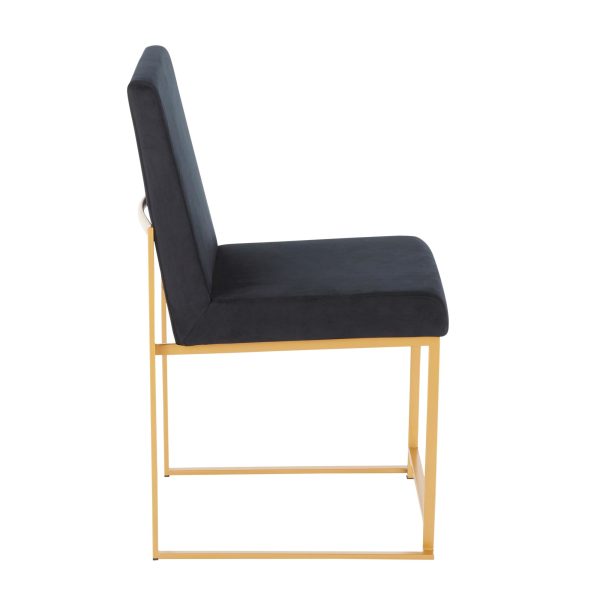 High Back Fuji Gold and Black Velvet Contemporary Chairs Set of 2 6