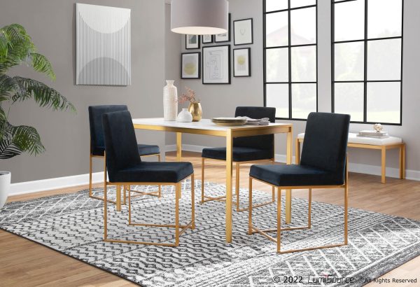 High Back Fuji Gold and Black Velvet Contemporary Chairs Set of 2