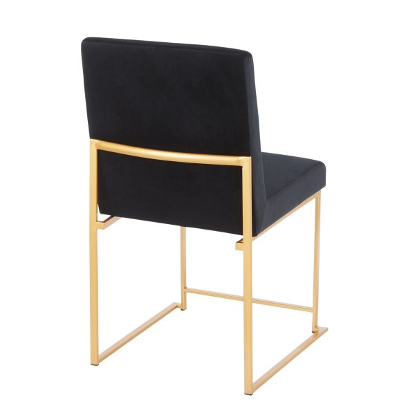 High Back Fuji Gold and Black Velvet Contemporary Chairs Set of 2 7