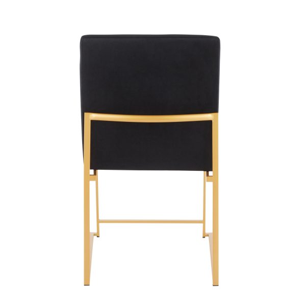 High Back Fuji Gold and Black Velvet Contemporary Chairs Set of 2 8