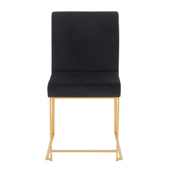 High Back Fuji Gold and Black Velvet Contemporary Chairs Set of 2 9