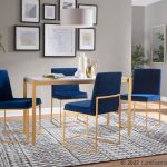High Back Fuji Gold and Blue Velvet Contemporary Chairs (Set of 2) 14 High Back Fuji Gold and Blue Velvet Contemporary Chairs (Set of 2)