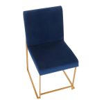 High Back Fuji Gold and Blue Velvet Contemporary Chairs (Set of 2) 22 High Back Fuji Gold and Blue Velvet Contemporary Chairs (Set of 2)