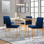 High Back Fuji Gold and Blue Velvet Contemporary Chairs (Set of 2) 13 High Back Fuji Gold and Blue Velvet Contemporary Chairs (Set of 2)