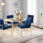High Back Fuji Gold and Blue Velvet Contemporary Chairs (Set of 2) 15 High Back Fuji Gold and Blue Velvet Contemporary Chairs (Set of 2)