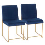 High Back Fuji Gold and Blue Velvet Contemporary Chairs (Set of 2) 16 High Back Fuji Gold and Blue Velvet Contemporary Chairs (Set of 2)