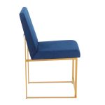 High Back Fuji Gold and Blue Velvet Contemporary Chairs (Set of 2) 18 High Back Fuji Gold and Blue Velvet Contemporary Chairs (Set of 2)