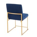 High Back Fuji Gold and Blue Velvet Contemporary Chairs (Set of 2) 19 High Back Fuji Gold and Blue Velvet Contemporary Chairs (Set of 2)