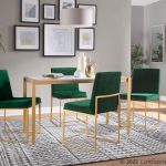 High Back Fuji Green Velvet Gold Contemporary Dining Chairs (Set of 2) 13 High Back Fuji Green Velvet Gold Contemporary Dining Chairs (Set of 2)