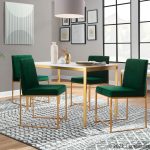 High Back Fuji Green Velvet Gold Contemporary Dining Chairs (Set of 2) 12 High Back Fuji Green Velvet Gold Contemporary Dining Chairs (Set of 2)