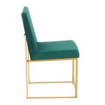 High Back Fuji Green Velvet Gold Contemporary Dining Chairs (Set of 2) 16 High Back Fuji Green Velvet Gold Contemporary Dining Chairs (Set of 2)