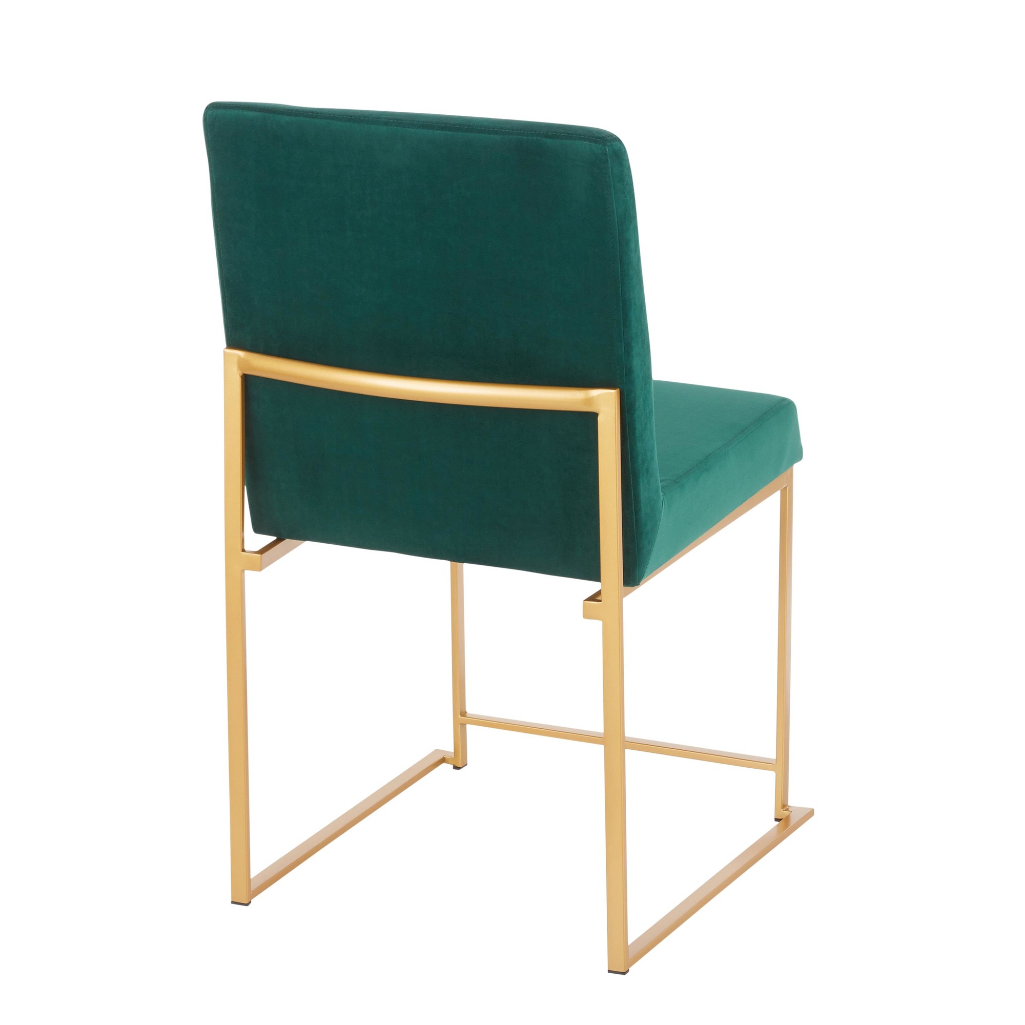 High Back Fuji Green Velvet Gold Contemporary Dining Chairs (Set of 2) 6 High Back Fuji Green Velvet Gold Contemporary Dining Chairs (Set of 2) - Image 6