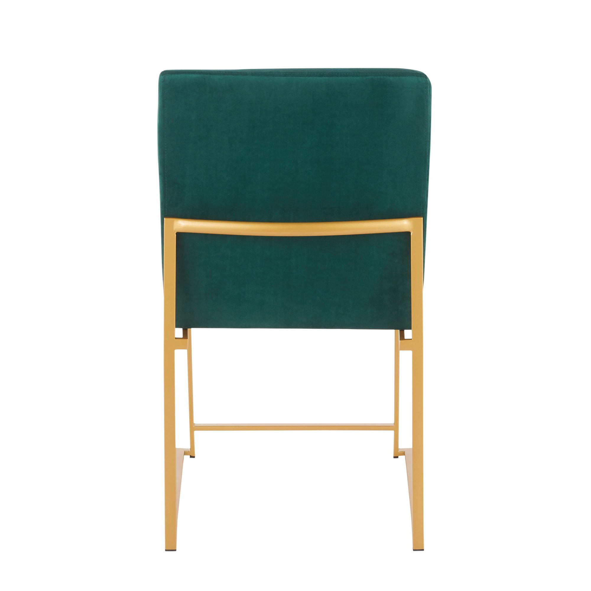 High Back Fuji Green Velvet Gold Contemporary Dining Chairs (Set of 2) 7 High Back Fuji Green Velvet Gold Contemporary Dining Chairs (Set of 2) - Image 7