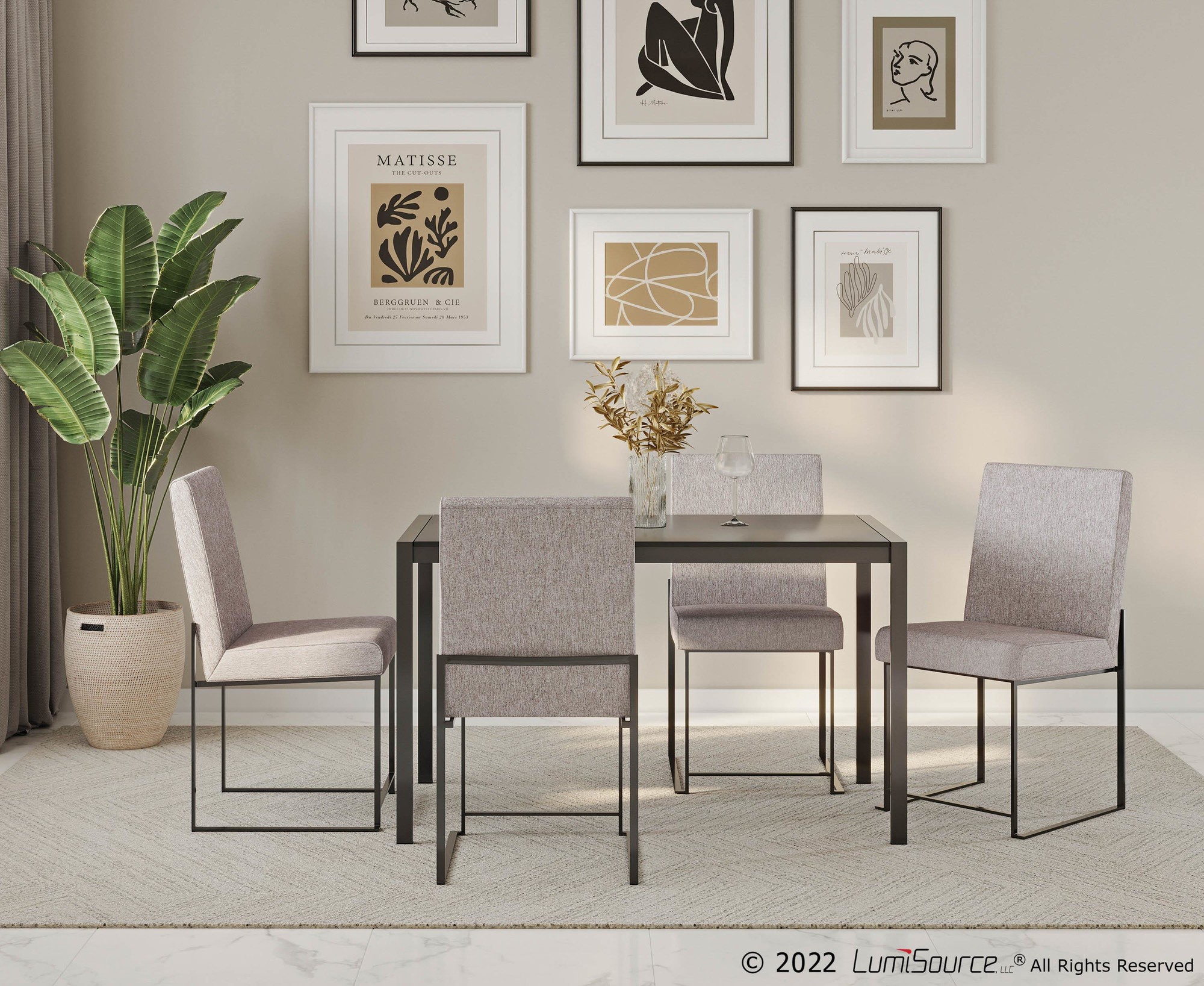 High Back LumiSource Fuji Black Light Grey Dining Chairs (Set of 2) 2 High Back LumiSource Fuji Black Light Grey Dining Chairs (Set of 2) - Image 2