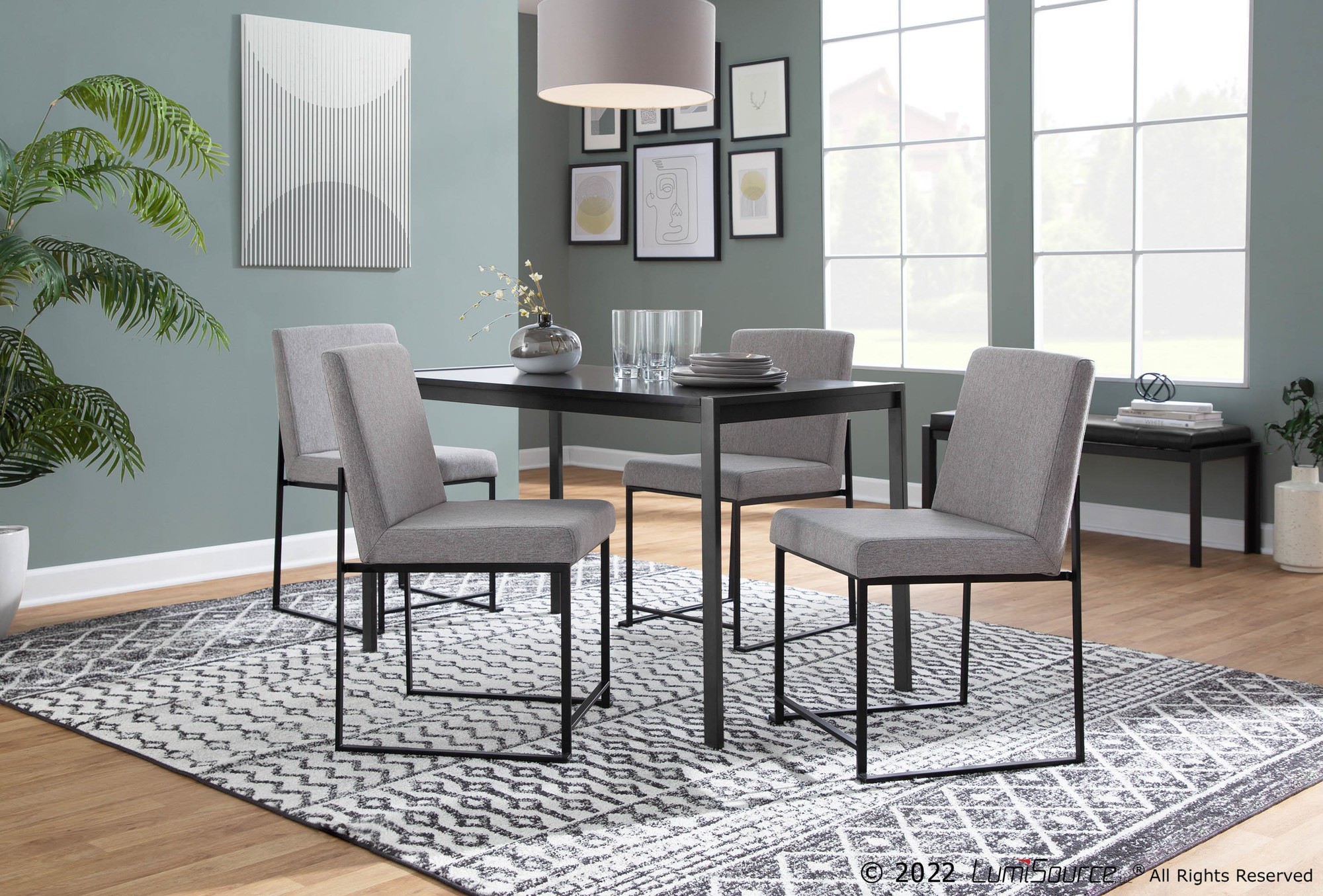 High Back LumiSource Fuji Black Light Grey Dining Chairs (Set of 2) 1 High Back LumiSource Fuji Black Light Grey Dining Chairs (Set of 2)