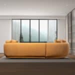 Cognac Boucle Japandi Mid-Century L-Shaped Corner Sofa