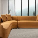 Cognac Boucle Japandi Mid-Century L-Shaped Corner Sofa