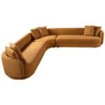 Cognac Boucle Japandi Mid-Century L-Shaped Corner Sofa