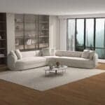 Cream Boucle Japandi L-Shaped Corner Sofa Sectional