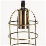 Hines I 4x8 Antiqued-Brass Metal Cage Pendant Light