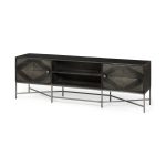 Hogarth I Dark Brown Solid Wood TV Stand Media Console with Storage, TV up to 81"
