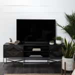 Hogarth I Dark Brown Solid Wood TV Stand Media Console with Storage, TV up to 81"