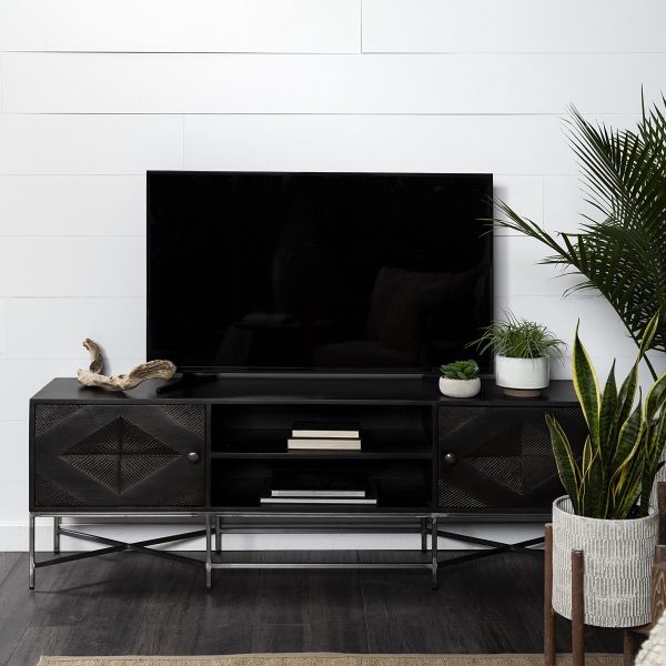Hogarth I Dark Brown Solid Wood TV Stand Media Console with Storage TV up to 81 2