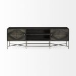 Hogarth I Dark Brown Solid Wood TV Stand Media Console with Storage, TV up to 81"