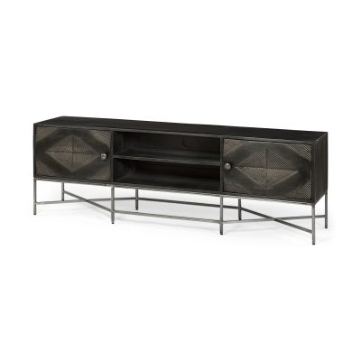 Hogarth I Dark Brown Solid Wood TV Stand Media Console with Storage, TV up to 81"
