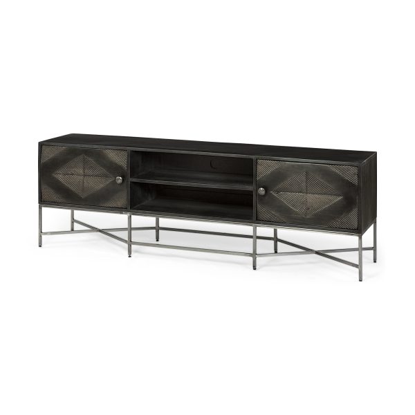 Hogarth I Dark Brown Solid Wood TV Stand Media Console with Storage TV up to 81