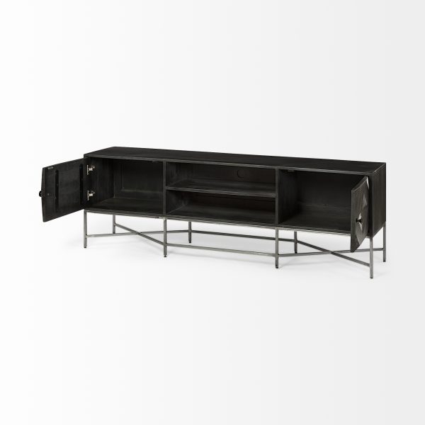 Hogarth I Dark Brown Solid Wood TV Stand Media Console with Storage TV up to 81 7