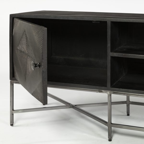 Hogarth I Dark Brown Solid Wood TV Stand Media Console with Storage TV up to 81 8