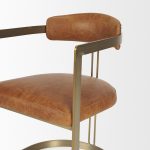 Hollyfield I Brown Leather Seat Gold Iron Frame Dining Chair
