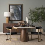 Hollyfield II Black Leather Seat Gold Iron Frame Dining Chair
