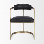 Hollyfield II Black Leather Seat Gold Iron Frame Dining Chair
