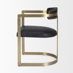 Hollyfield II Black Leather Seat Gold Iron Frame Dining Chair
