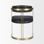 Hollyfield II Black Leather Seat Gold Iron Frame Dining Chair