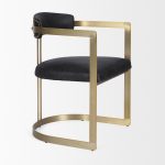 Hollyfield II Black Leather Seat Gold Iron Frame Dining Chair