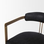 Hollyfield II Black Leather Seat Gold Iron Frame Dining Chair