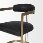 Hollyfield II Black Leather Seat Gold Iron Frame Dining Chair