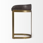 Hollyfield II Black Leather Seat Gold Metal Base Bar Stool