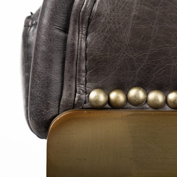 Hollyfield II Black Leather Seat Gold Metal Base Bar Stool 8